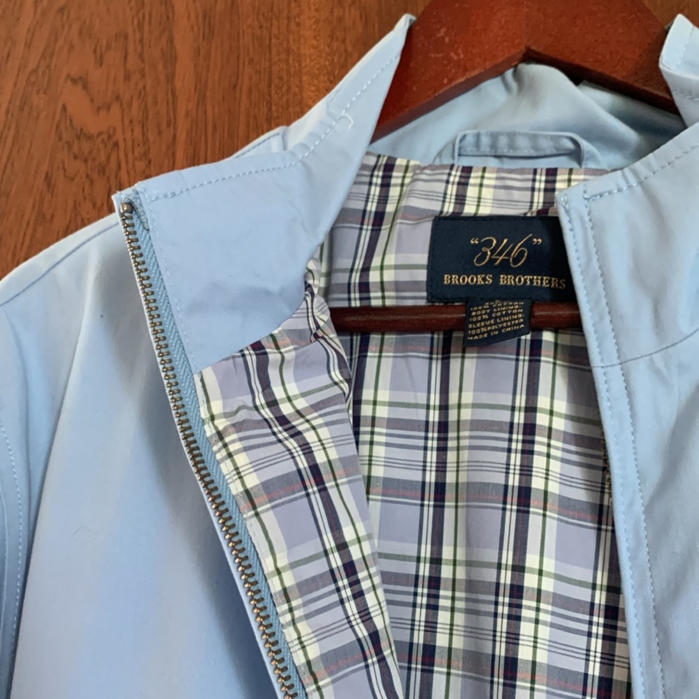 Authentic Beautiful Mens Brooks Brothers 346 bomber jacket zip up blue Large L - Picture 5 of 12